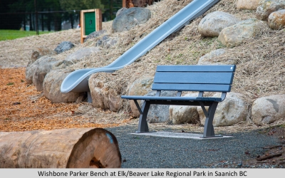 Wishbone Parker Bench at ElkBeaver Lake Regional Park in Saanich BC